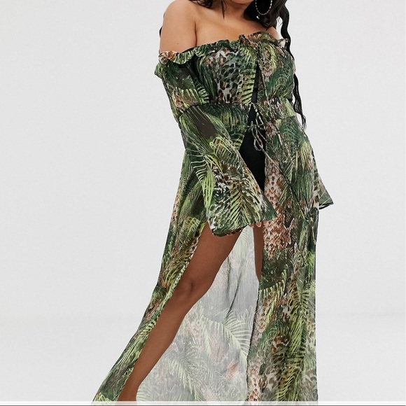 Asos Curve Off Shoulder Beach Kimono Size 16 - Picture 1 of 7